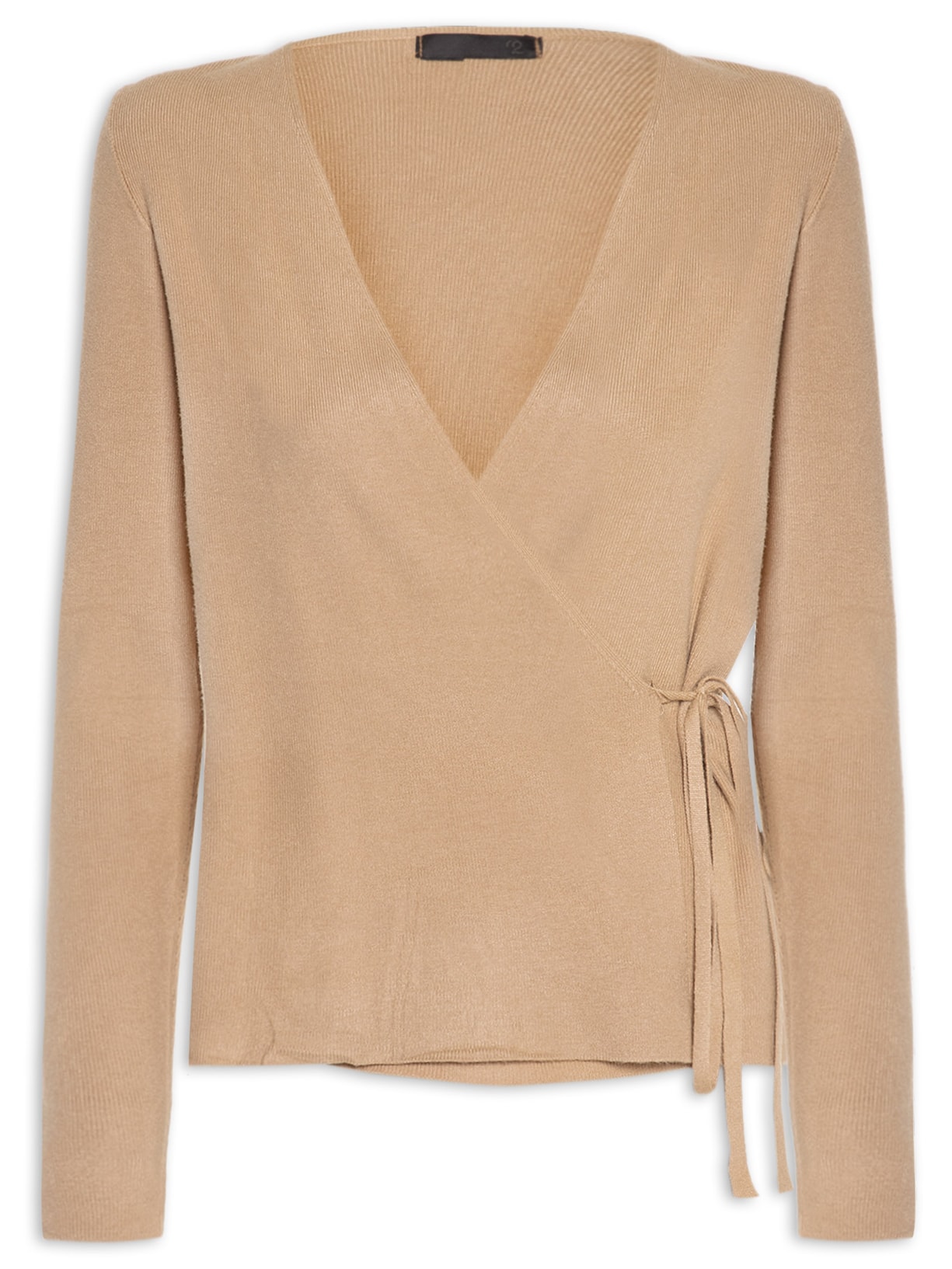 Cardigan Feminino Em Tricot Amarração - Bege