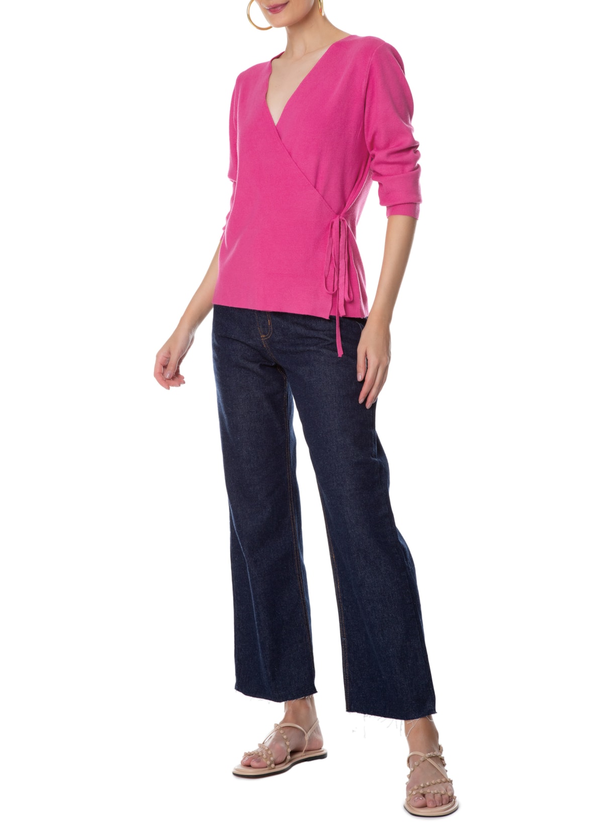 Cardigan Feminino Em Tricot Amarração Rosa '2Essential