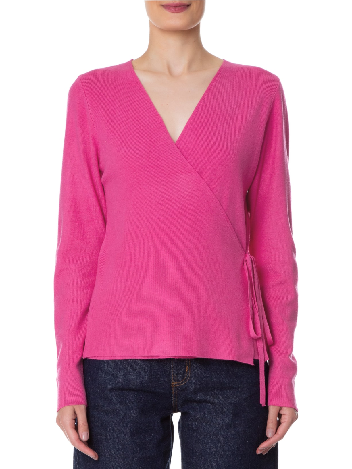 Cardigan Feminino Em Tricot Amarração Rosa '2Essential