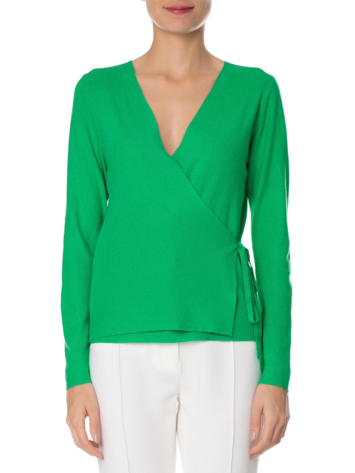 Cardigan Feminino Em Tricot Amarração Verde '2Essential