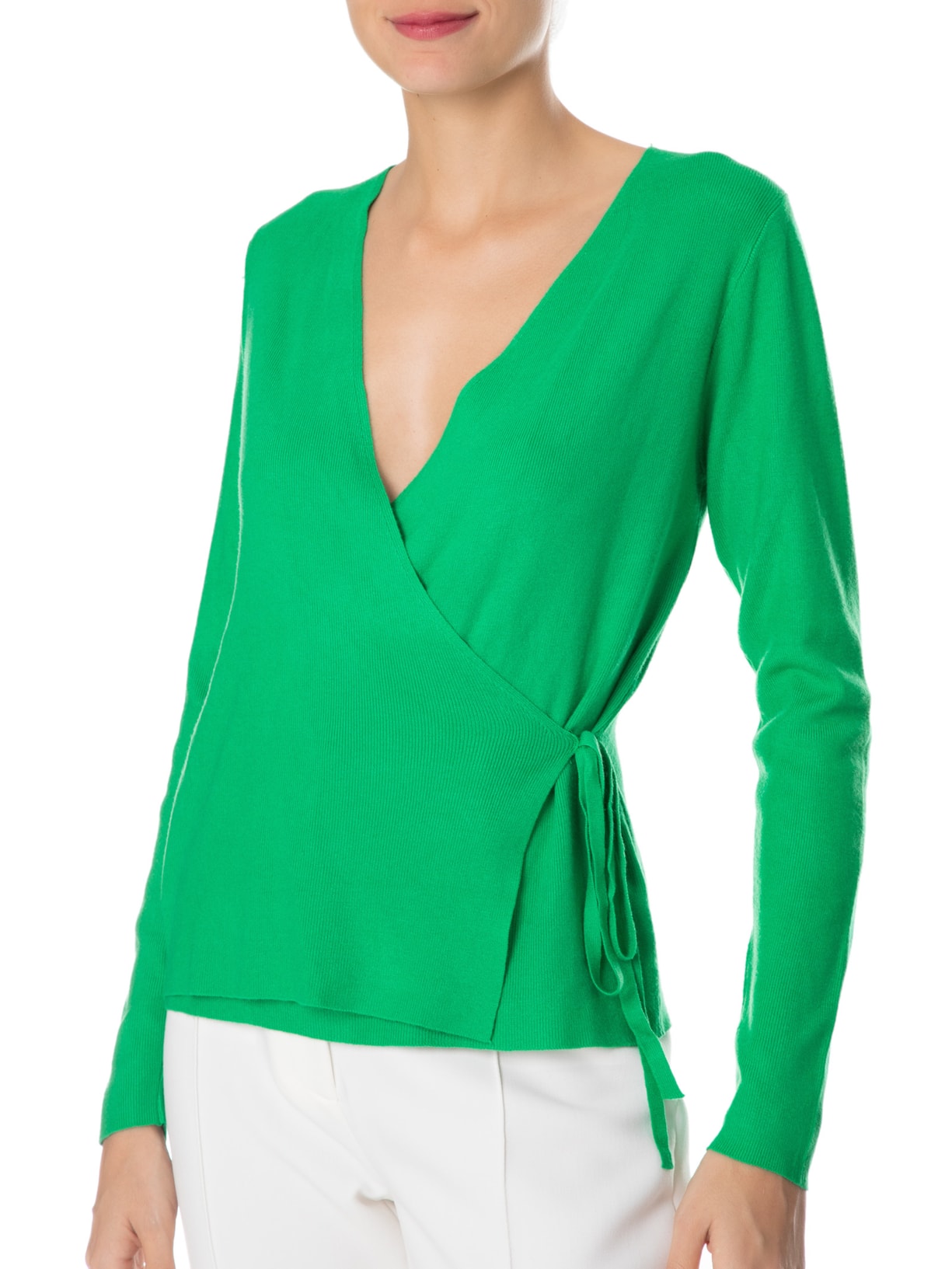 Cardigan Feminino Em Tricot Amarração Verde '2Essential