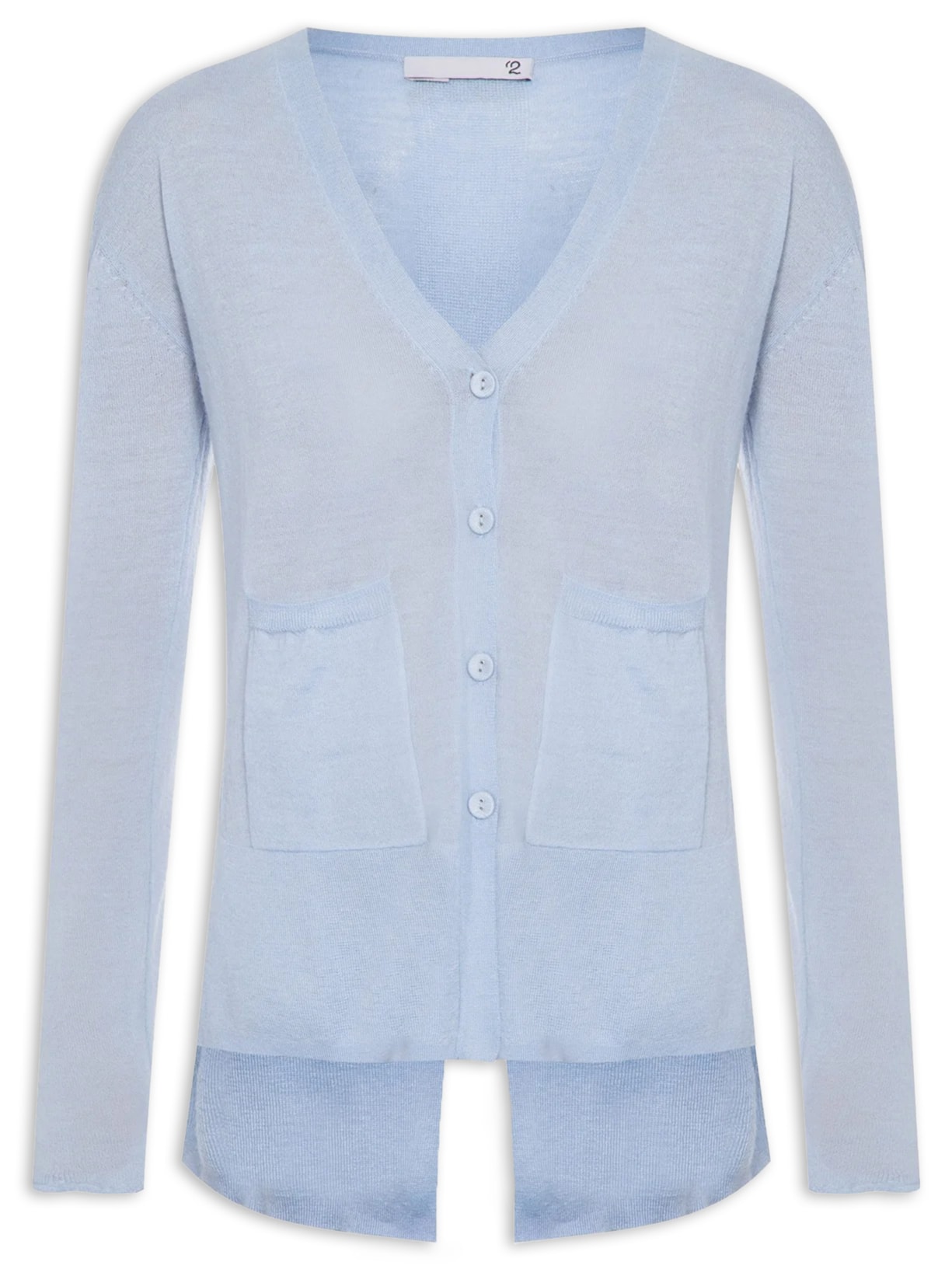 Cardigan Feminino Fenda Puro Cashmere Light Azul '2Essential