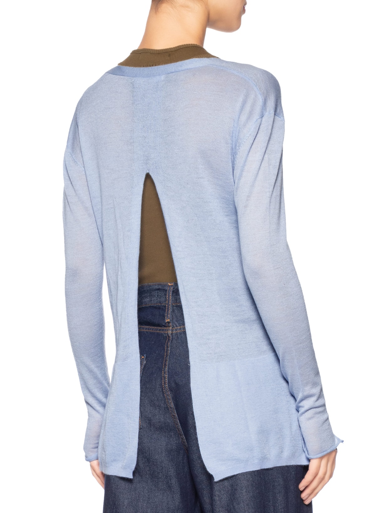 Cardigan Feminino Fenda Puro Cashmere Light Azul '2Essential