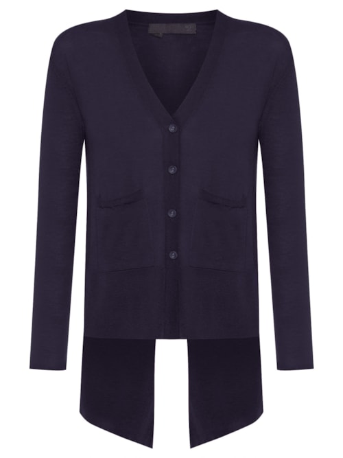 Cardigan Feminino Fenda Puro Cashmere Light - Azul