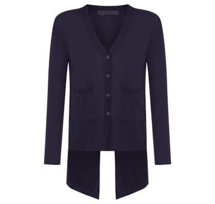 Cardigan Feminino Fenda Puro Cashmere Light - Azul