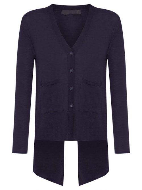 Cardigan Feminino Fenda Puro Cashmere Light - Azul