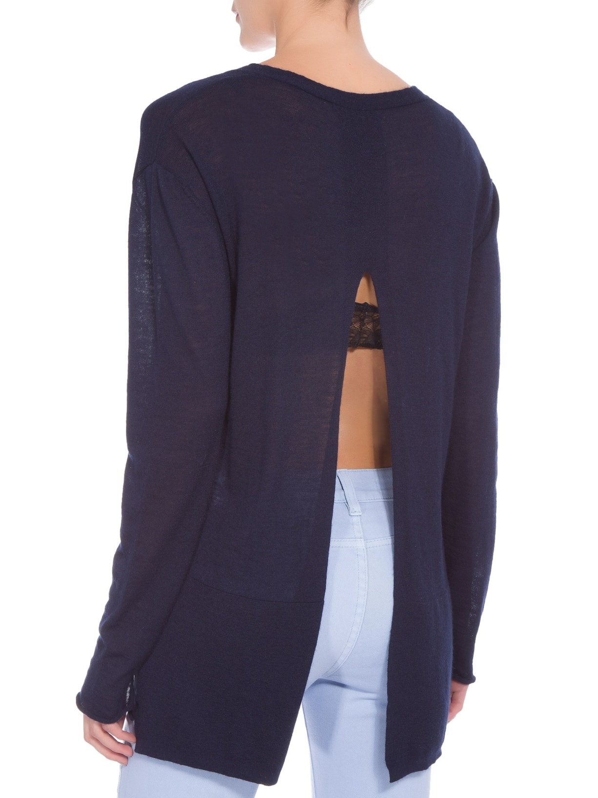 Cardigan Feminino Fenda Puro Cashmere Light Azul '2Essential