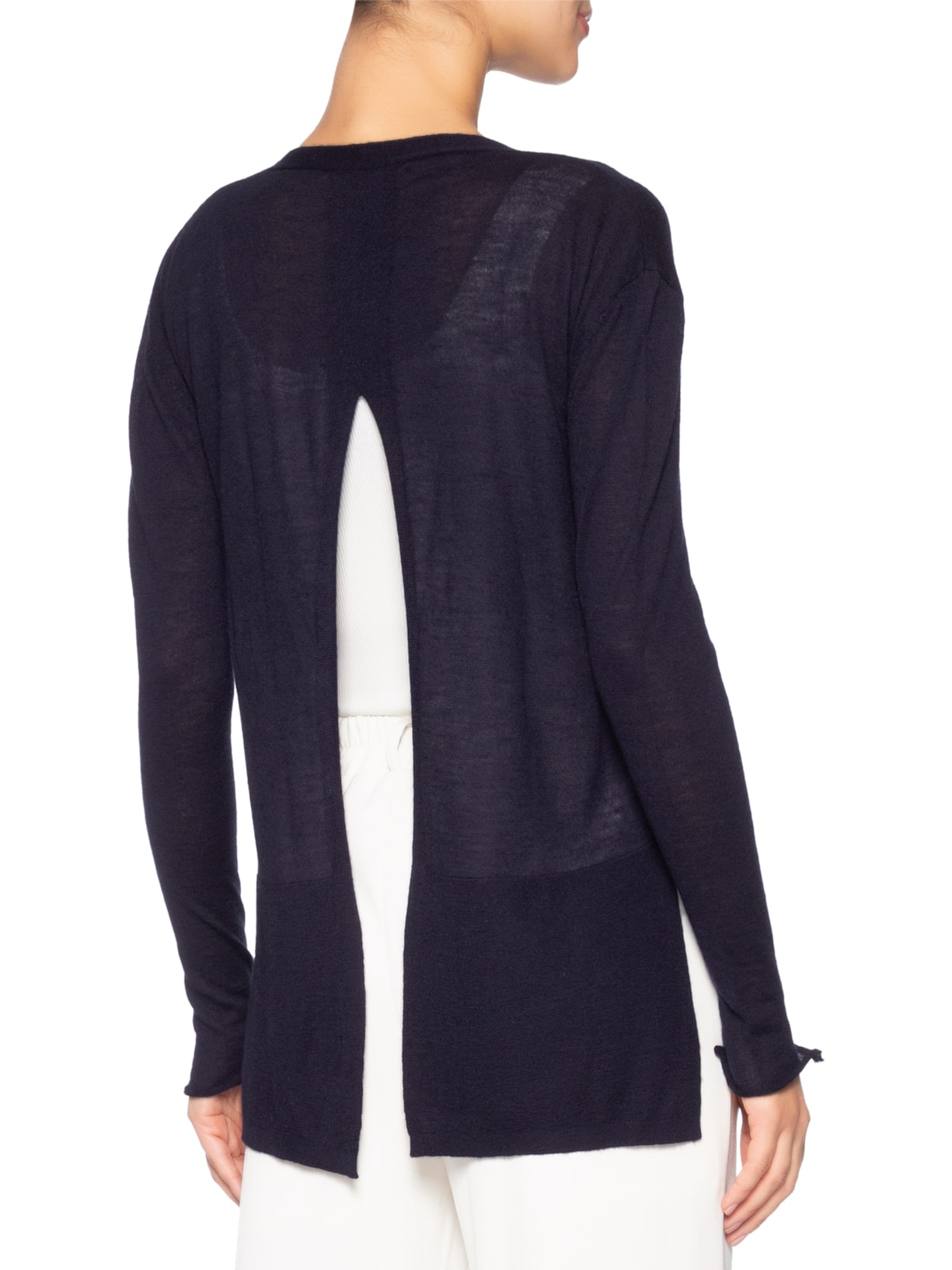 Cardigan Feminino Fenda Puro Cashmere Light Azul '2Essential