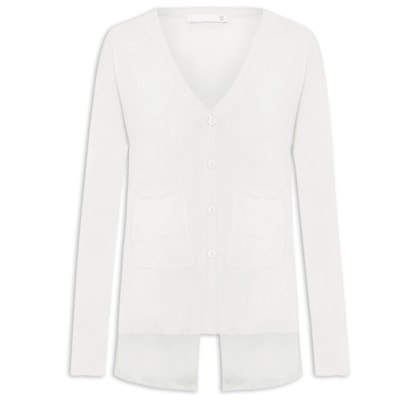 Cardigan Feminino Fenda Puro Cashmere Light - Branco