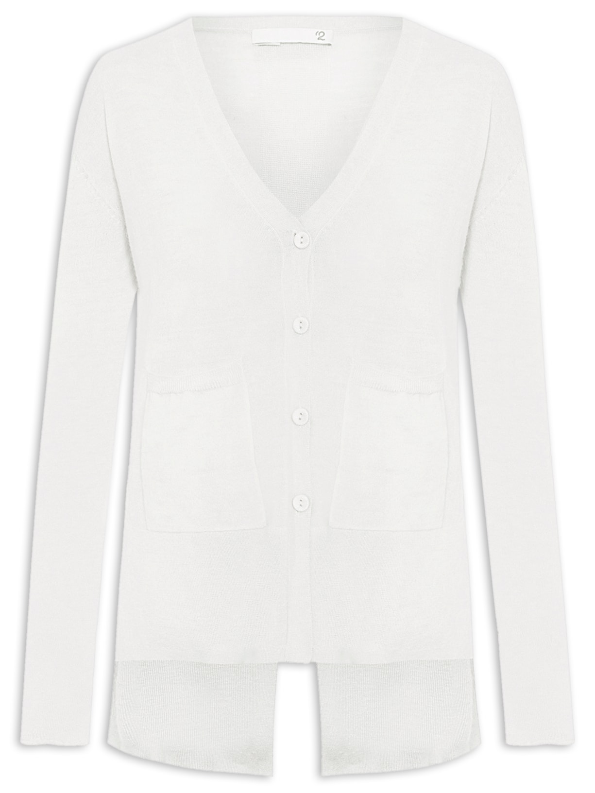 Cardigan Feminino Fenda Puro Cashmere Light - Branco