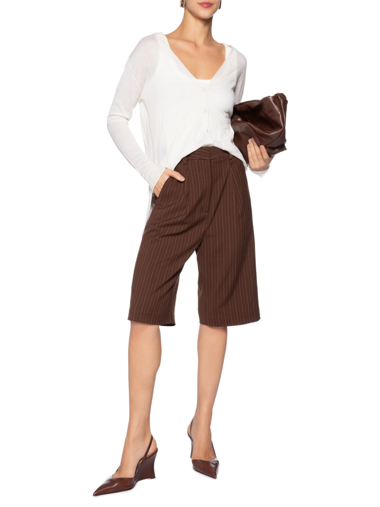 Cardigan Feminino Fenda Puro Cashmere Light Branco '2Essential