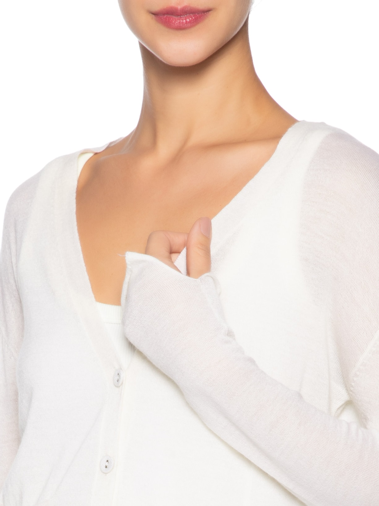 Cardigan Feminino Fenda Puro Cashmere Light Branco '2Essential