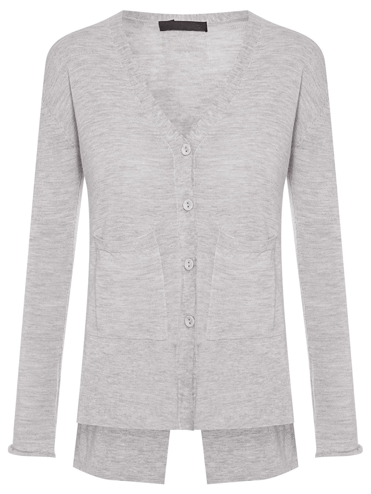 Cardigan Feminino Fenda Puro Cashmere Light - Cinza