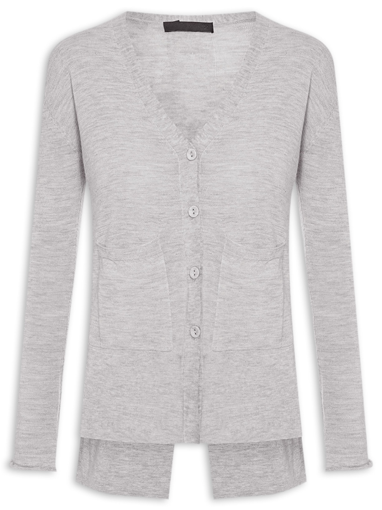 Cardigan Feminino Fenda Puro Cashmere Light Cinza '2Essential