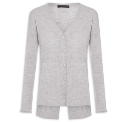 Cardigan Feminino Fenda Puro Cashmere Light - Cinza
