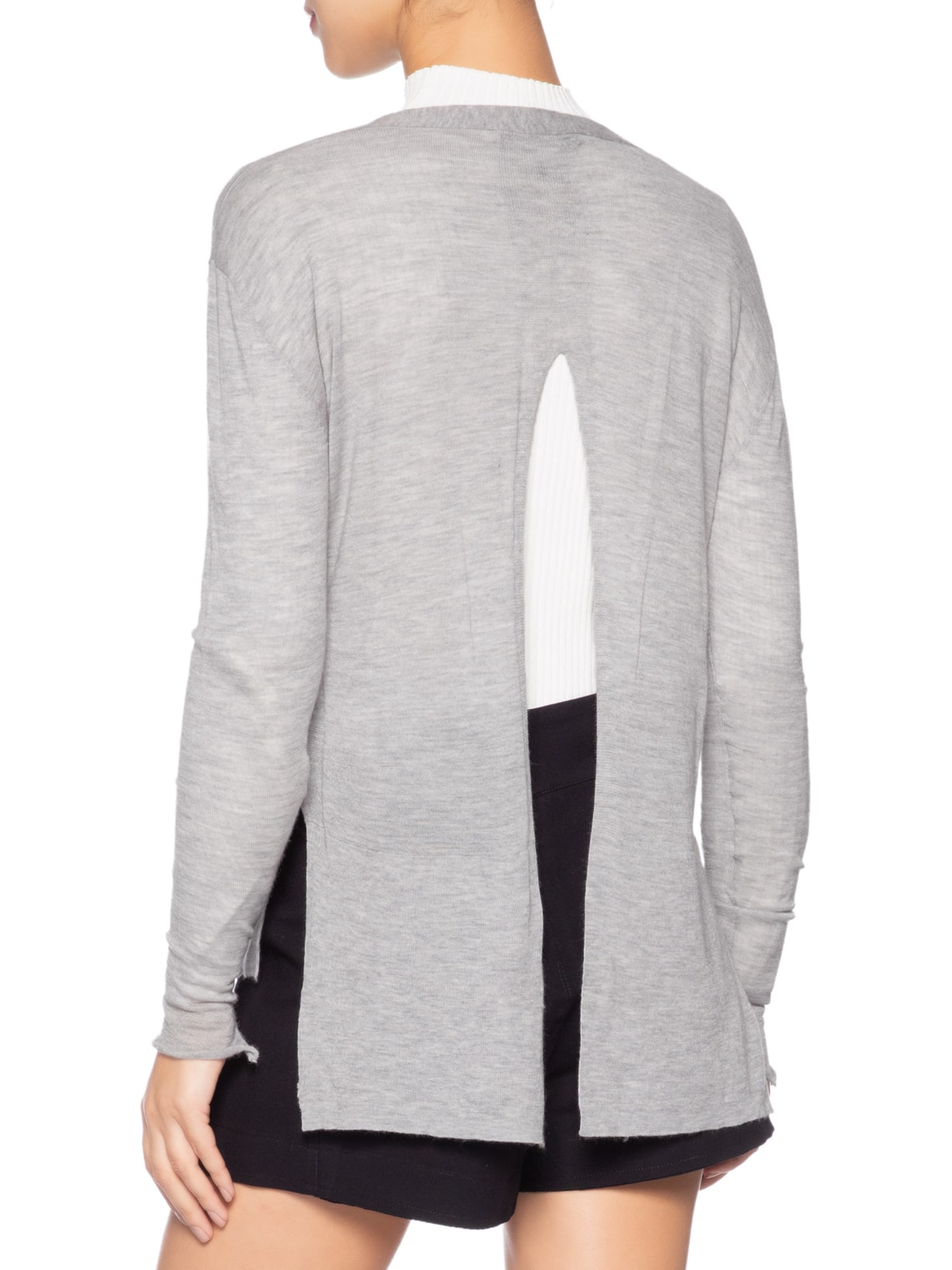 Cardigan Feminino Fenda Puro Cashmere Light Cinza '2Essential