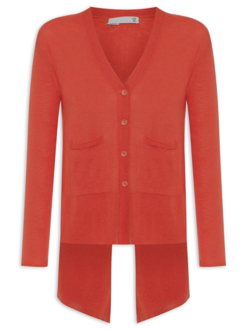 Cardigan Feminino Fenda Puro Cashmere Light - Vermelho