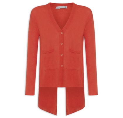 Cardigan Feminino Fenda Puro Cashmere Light - Vermelho
