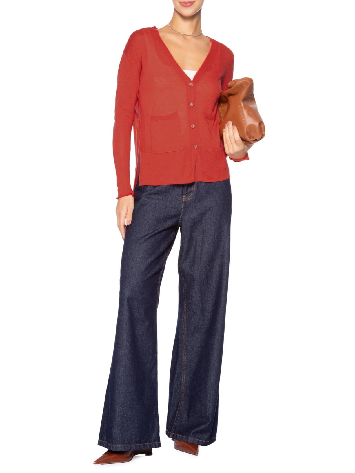 Cardigan Feminino Fenda Puro Cashmere Light Vermelho '2Essential