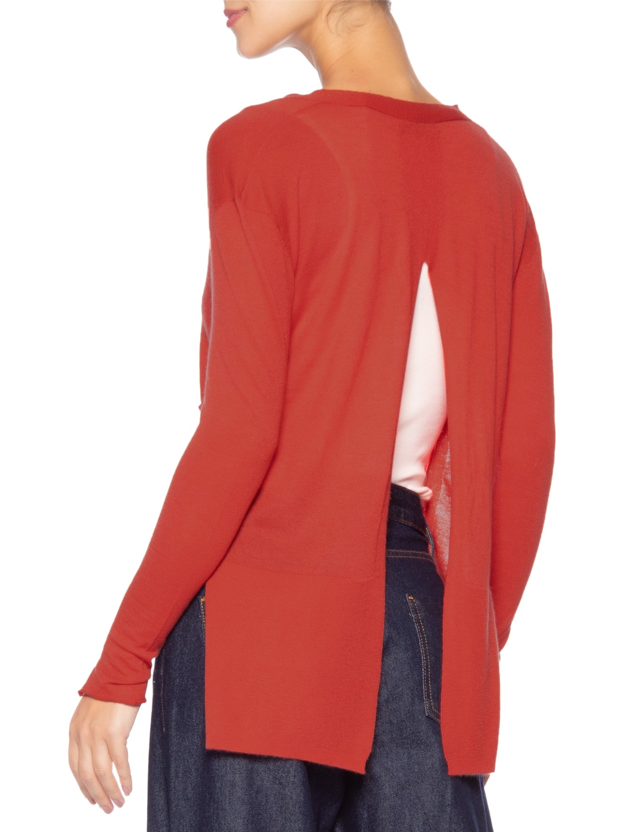 Cardigan Feminino Fenda Puro Cashmere Light Vermelho '2Essential