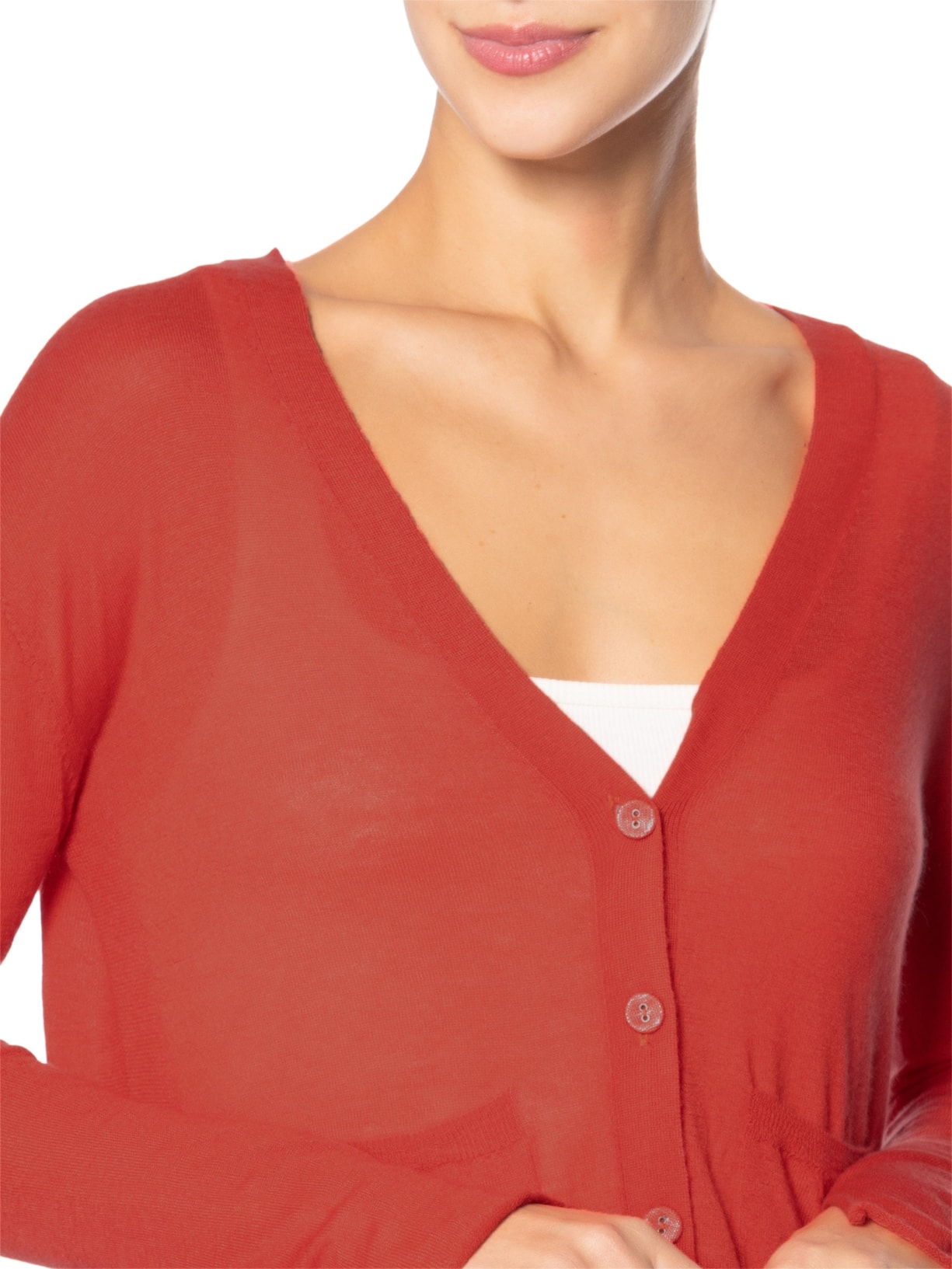 Cardigan Feminino Fenda Puro Cashmere Light Vermelho '2Essential