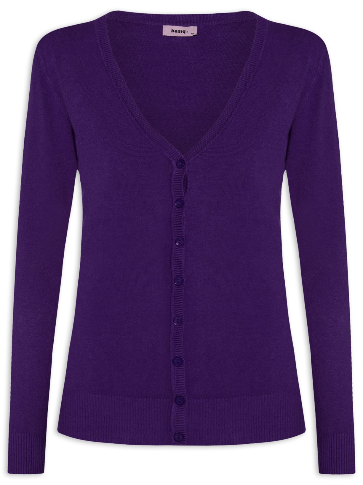 Cardigan Feminino Gola V - Roxo