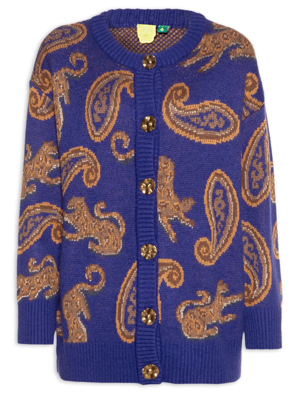 Cardigan Feminino Jacquard Onça de Ouro - Azul