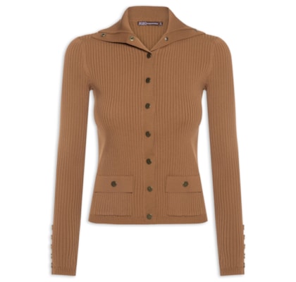 Cardigan Feminino Jolie Toffee Tricot - Marrom