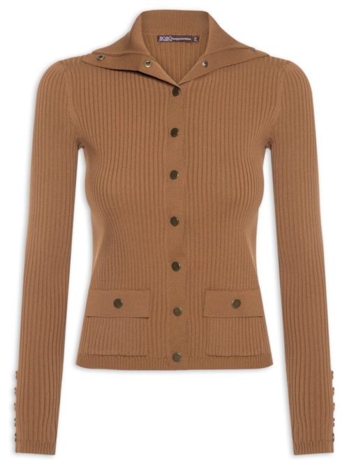 Cardigan Feminino Jolie Toffee Tricot - Marrom