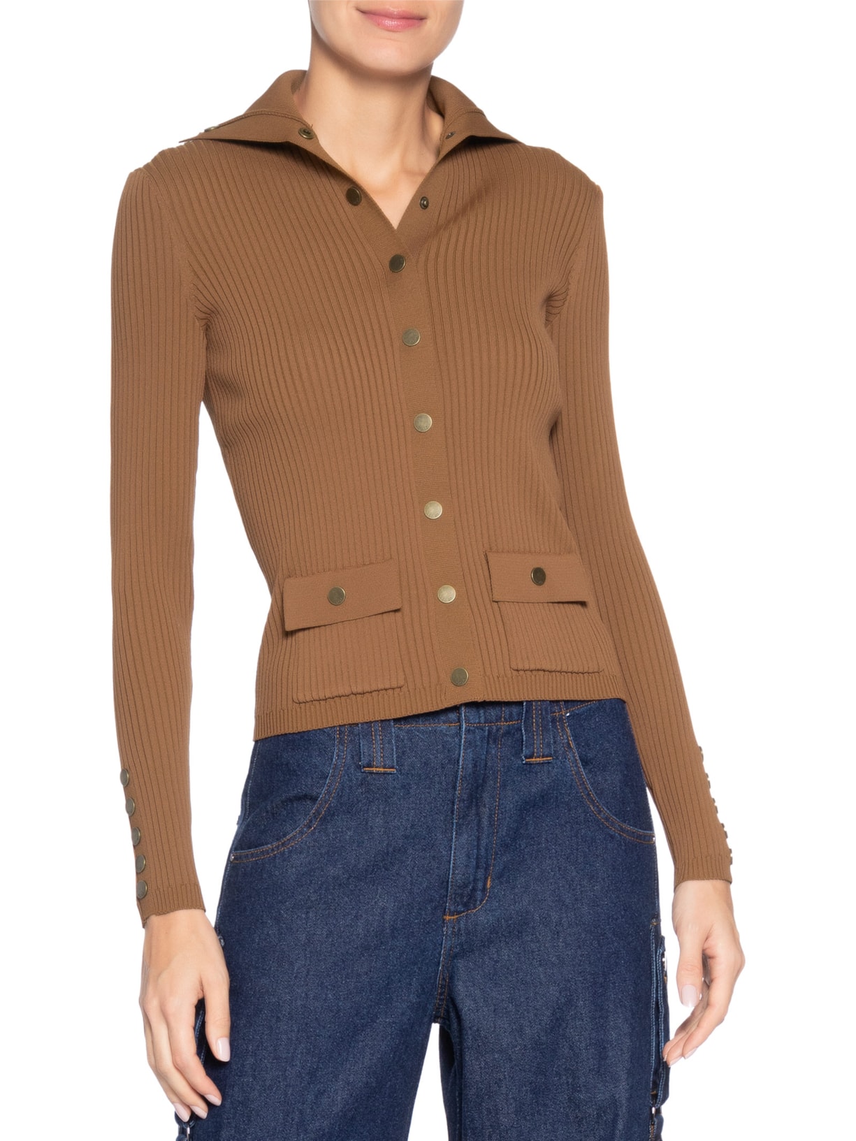 Cardigan Feminino Jolie Toffee Tricot Marrom Bo.bô