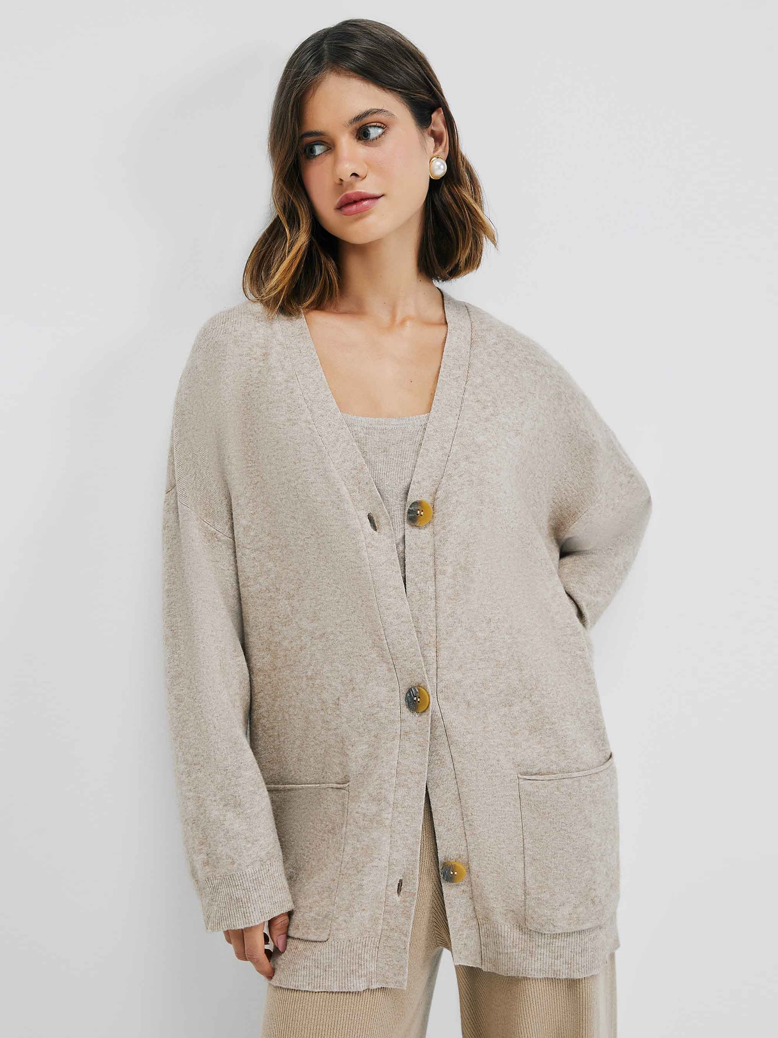 Cardigan Feminino Liso - Hering + NV - Bege
