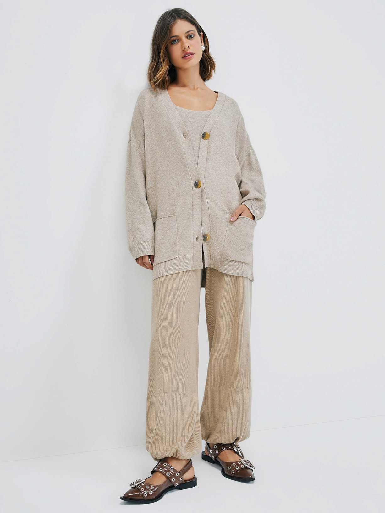 Cardigan Feminino Liso - Bege