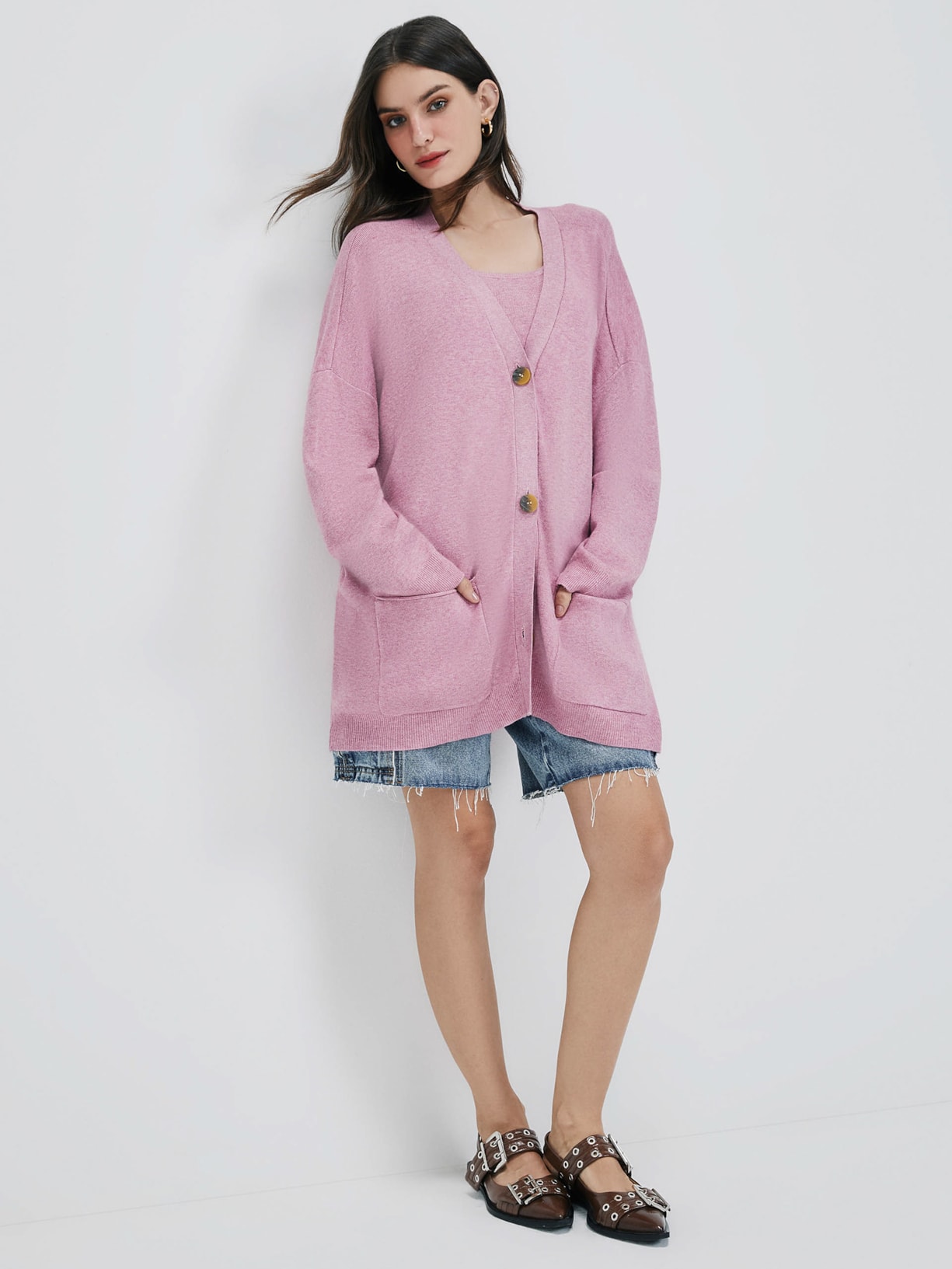Cardigan Feminino Liso - Rosa