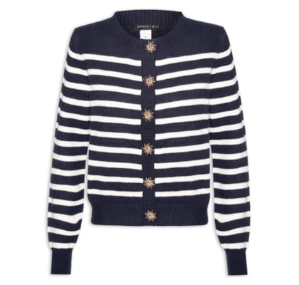 Cardigan Feminino Listrado - Azul