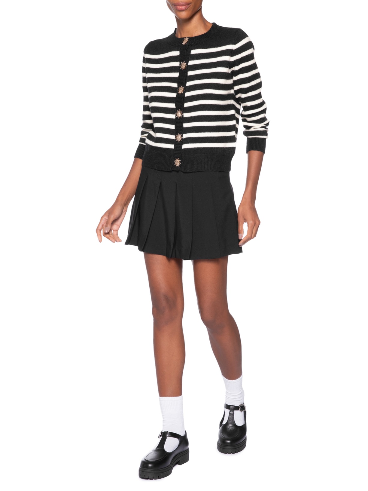 Cardigan Feminino Listrado Em Tricot  Preto Market 33