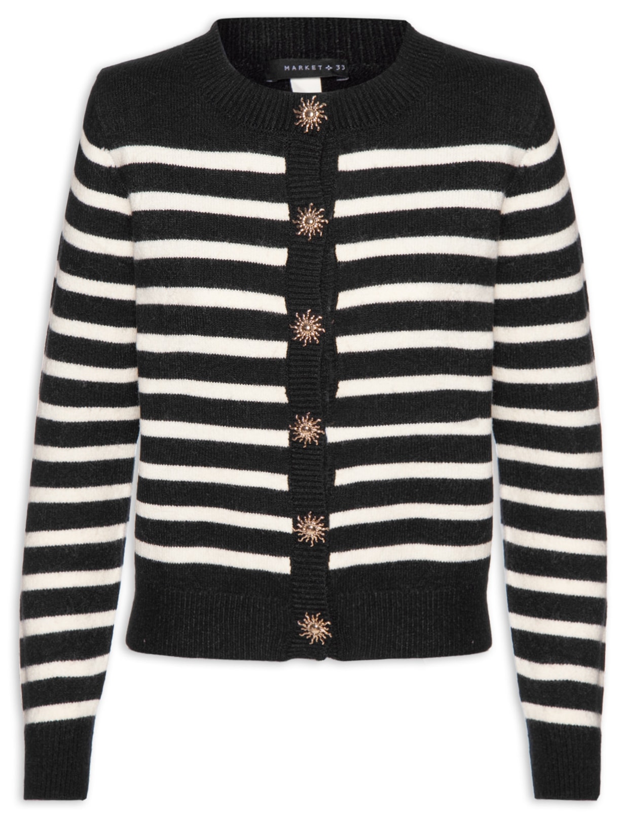 Cardigan Feminino Listrado Preto Market 33