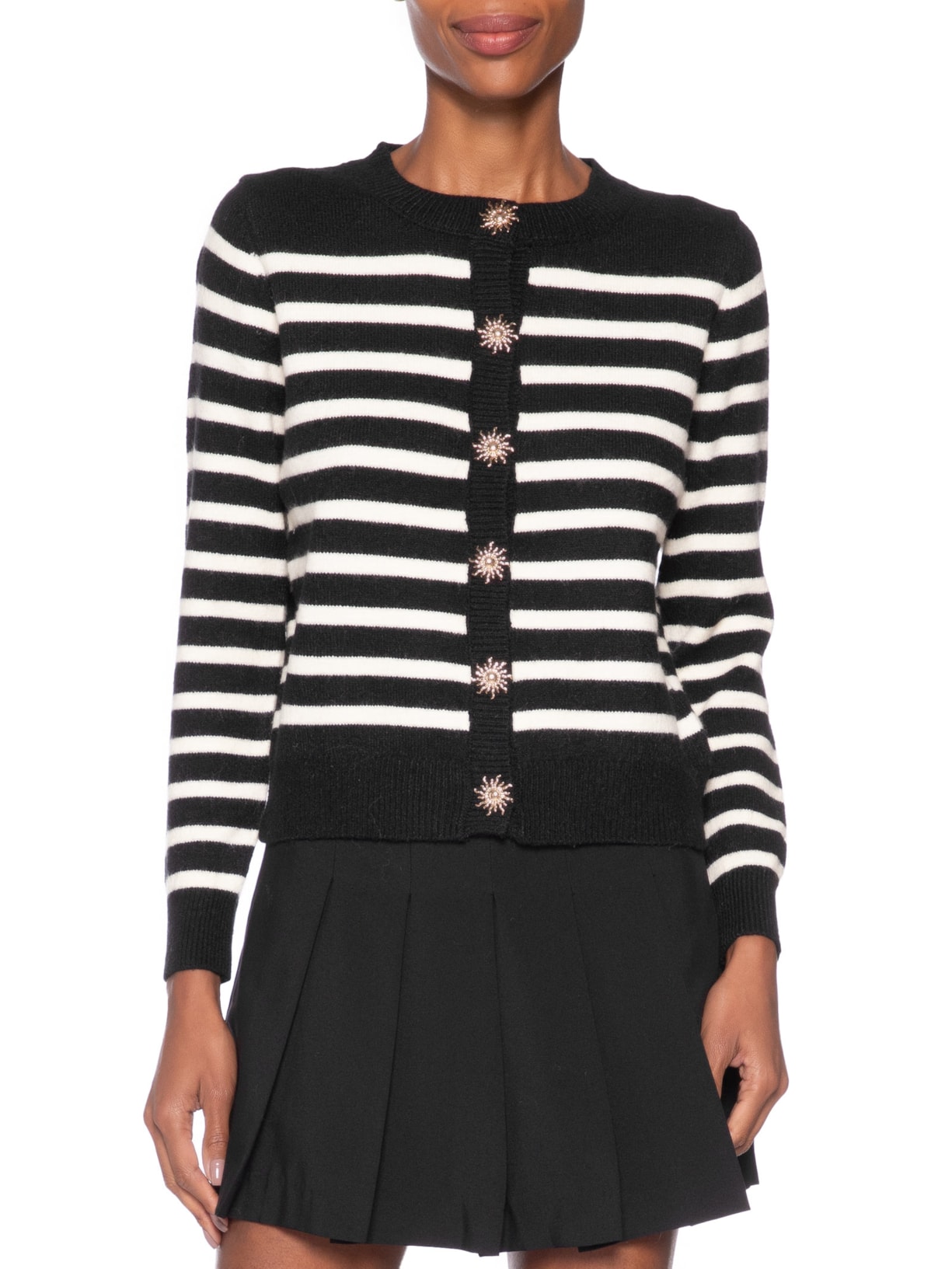 Cardigan Feminino Listrado Preto Market 33