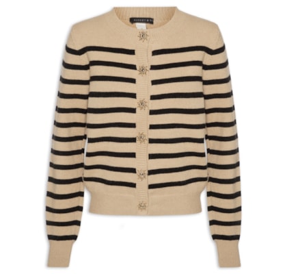 Cardigan Feminino Listrado – Marrom