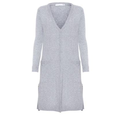 Cardigan Feminino Longo Puro Cashmere - Cinza