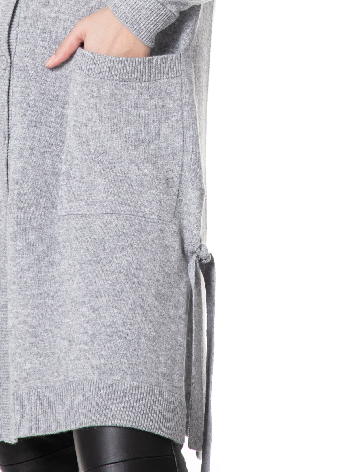 Cardigan Feminino Longo Puro Cashmere Cinza '2Essential