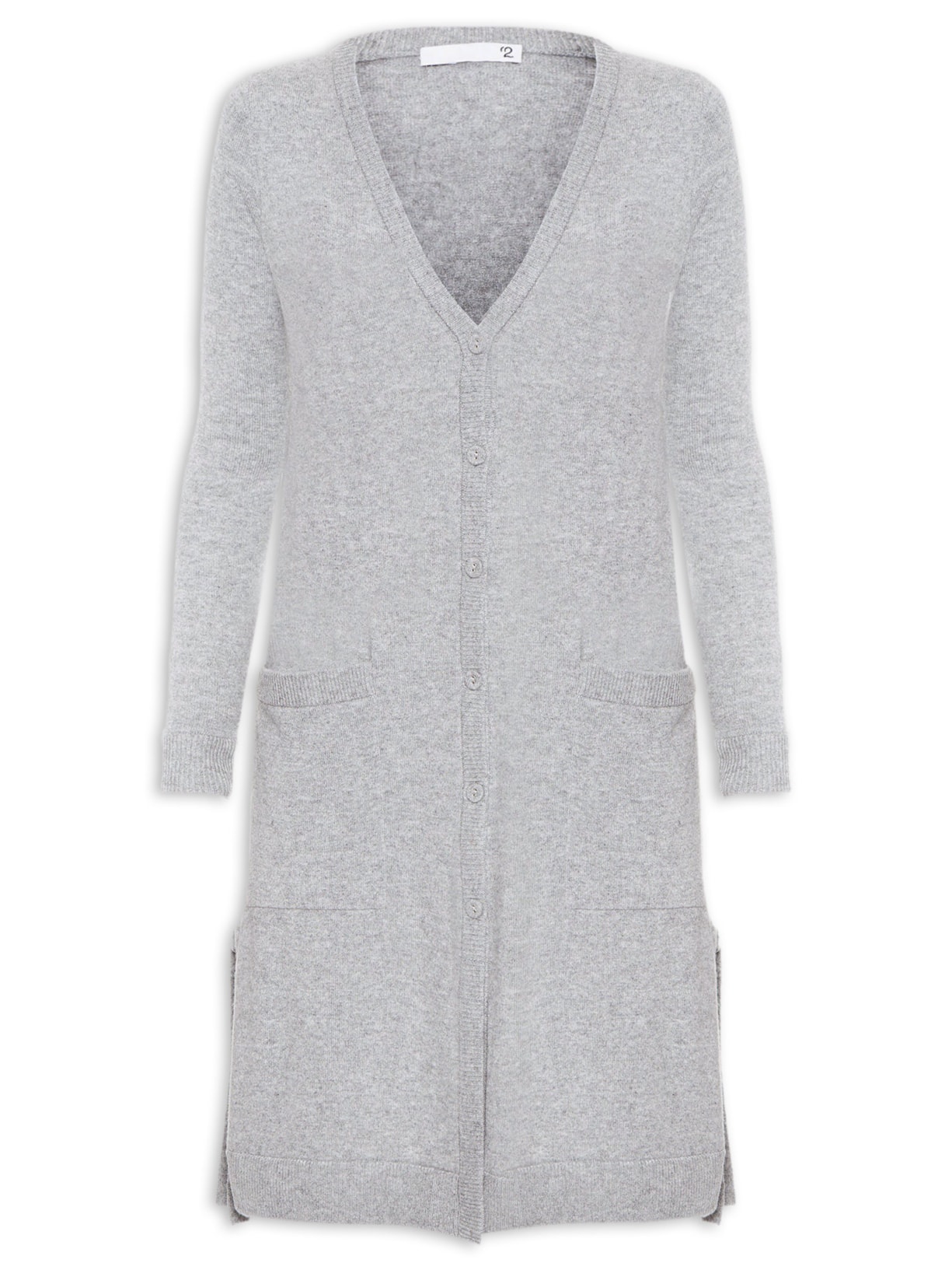 Cardigan Feminino Longo Puro Cashmere Cinza '2Essential