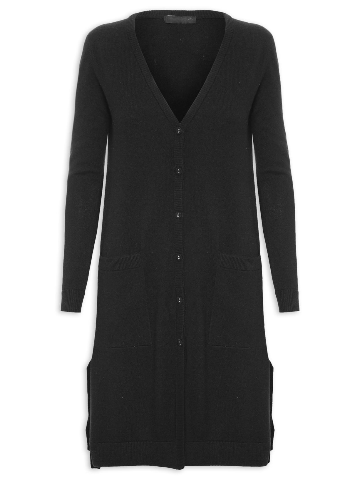 Cardigan Feminino Longo Puro Cashmere Preto '2Essential
