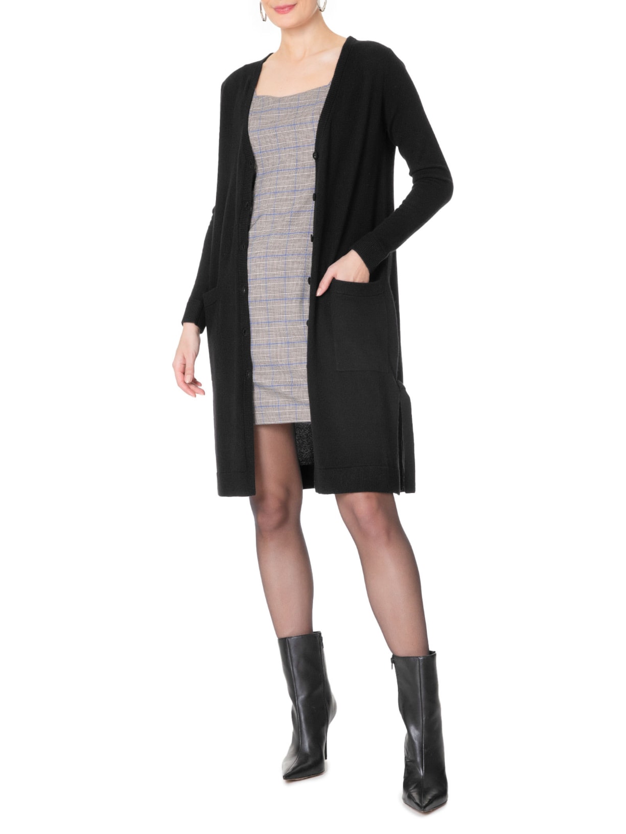 Cardigan Feminino Longo Puro Cashmere Preto '2Essential