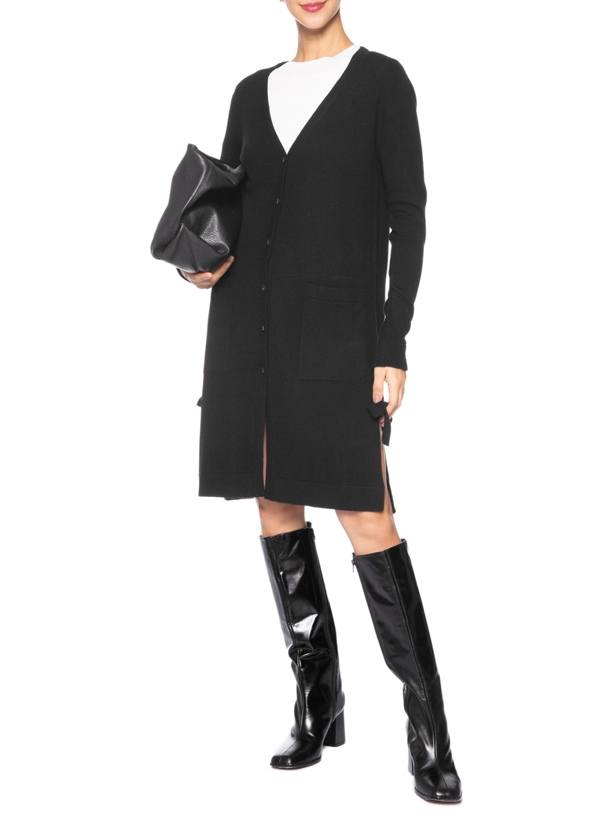 Cardigan Feminino Longo Puro Cashmere Preto '2Essential
