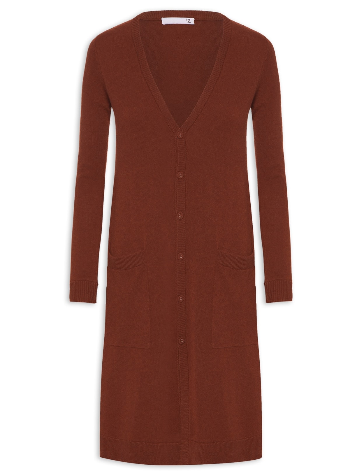 Cardigan Feminino Longo Puro Cashmere - Terracota