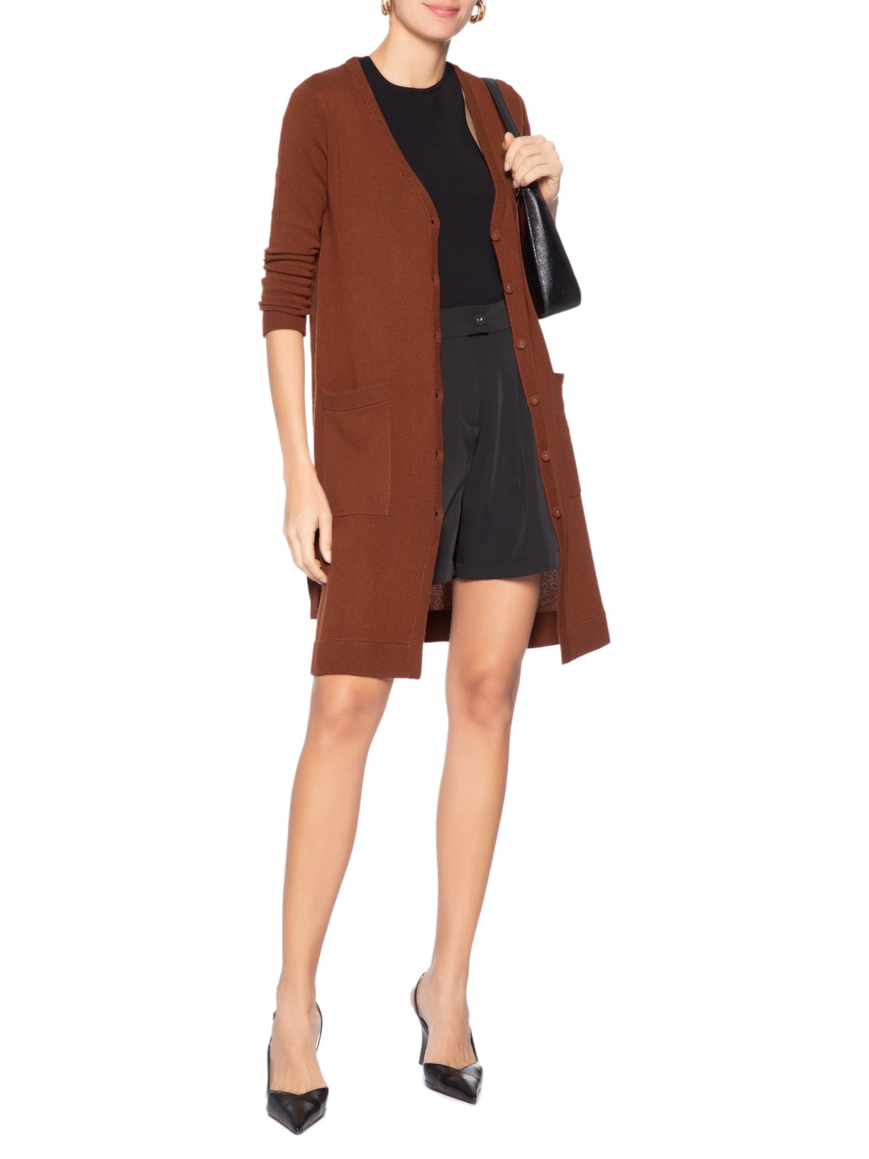 Cardigan Feminino Longo Puro Cashmere Terracota '2Essential