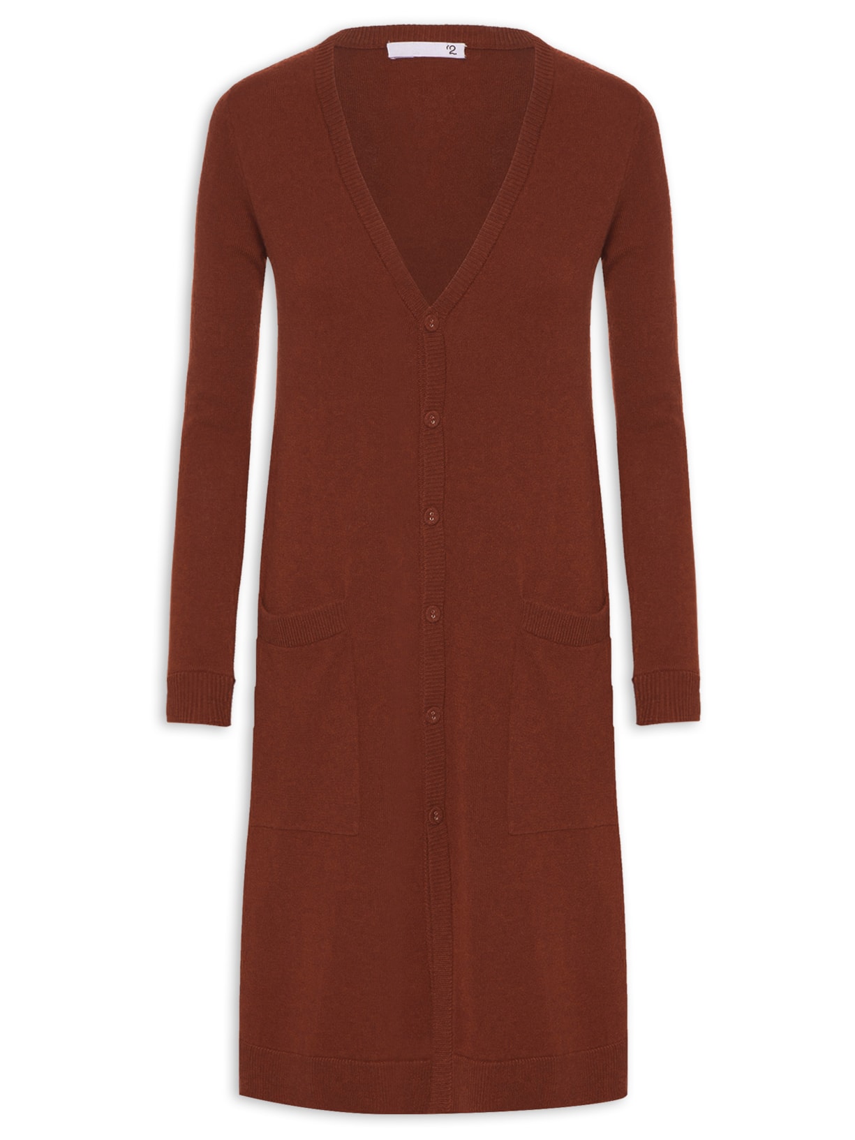 Cardigan Feminino Longo Puro Cashmere - Terracota