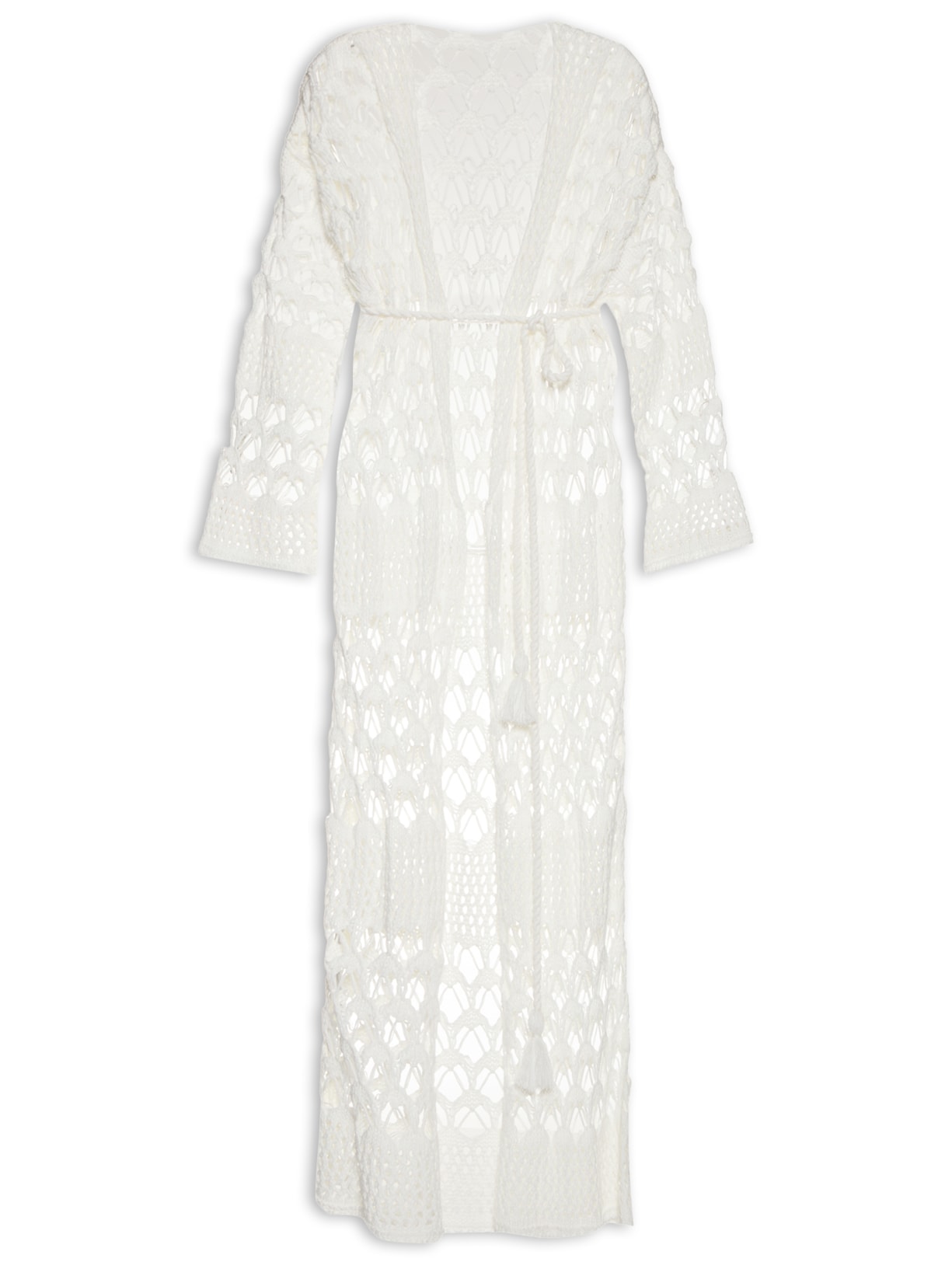 Cardigan Feminino Longo Tricot Com Lurex - Branco