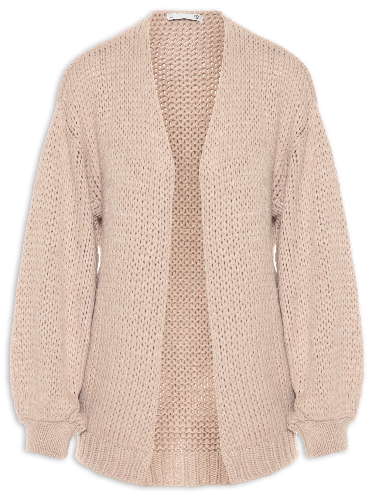 Cardigan Feminino Manga Bufante Tricot - Bege