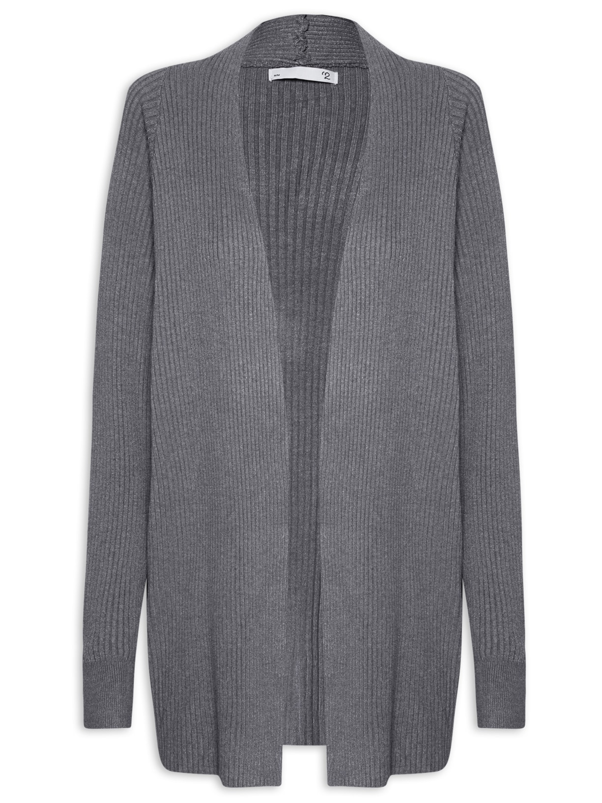 Cardigan Feminino Manga Longa Tricot - Cinza